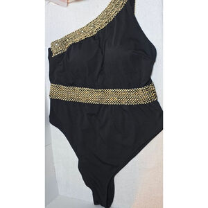 Women's Unbranded Black Gold One-Piece Swimsuit 4X